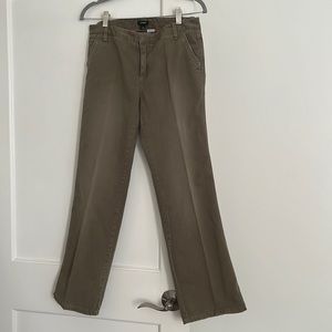 J. Crew army green khaki pants. Nice pleat still at front and back size 4 petite
